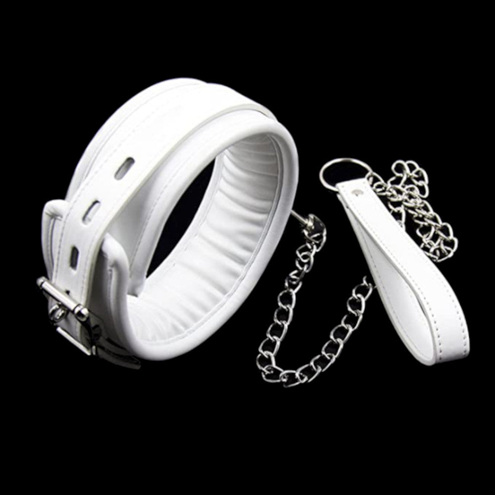 White Leather Collar With Leash Loveplugs Anal Plug Product Available For Purchase Image 5