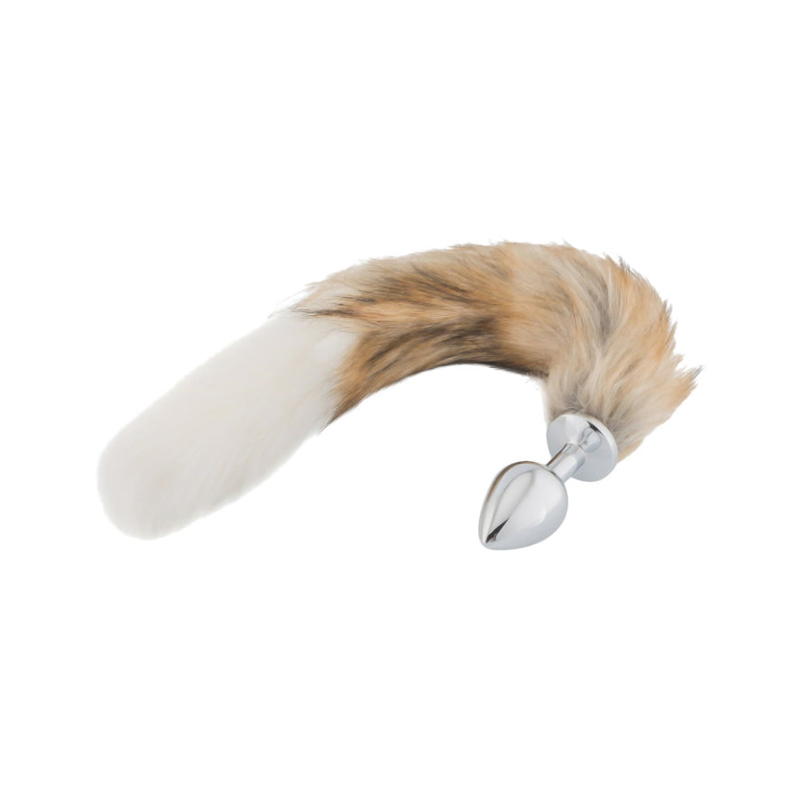 Brown And White Fox Tail With Metal Plug-Shaped Tip Loveplugs Anal Plug Product Available For Purchase Image 42