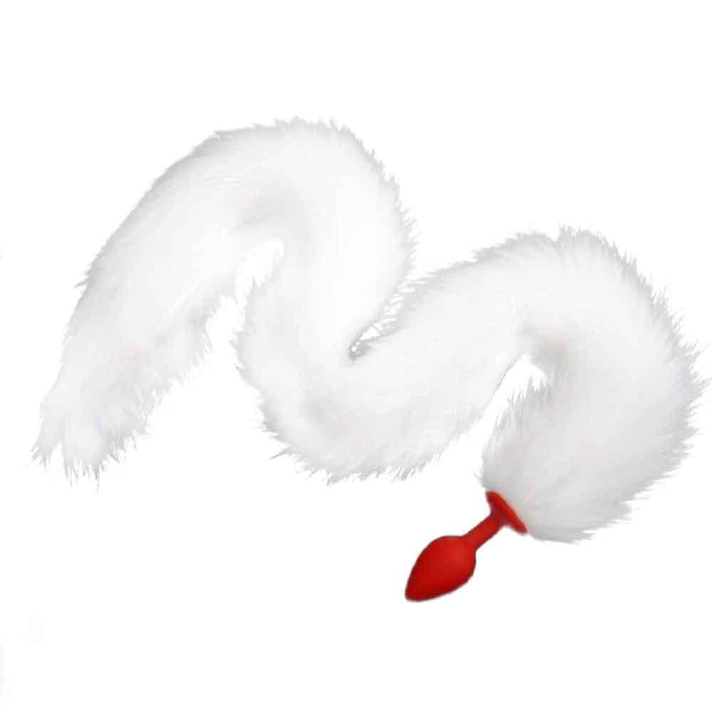 33" White Cat Tail Silicone Plug Loveplugs Anal Plug Product Available For Purchase Image 3