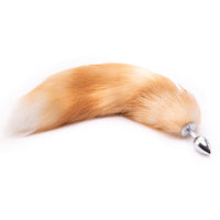 Orange Metal Fox Tail Anal Butt Plug 16"