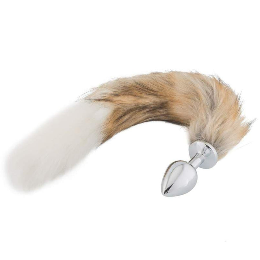 Brown with White Cat Metal Tail Plug, 18"