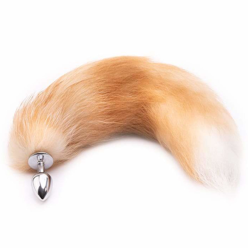 Orange Metal Fox Tail Anal Butt Plug 16"