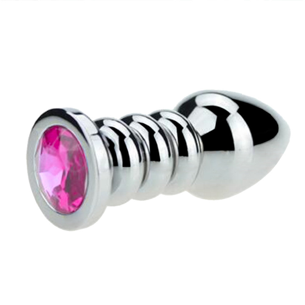 Ribbed Steel Jeweled Plug