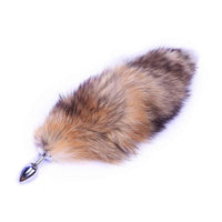 Long Brown Fox Tail With Plug Shaped Metal Tip