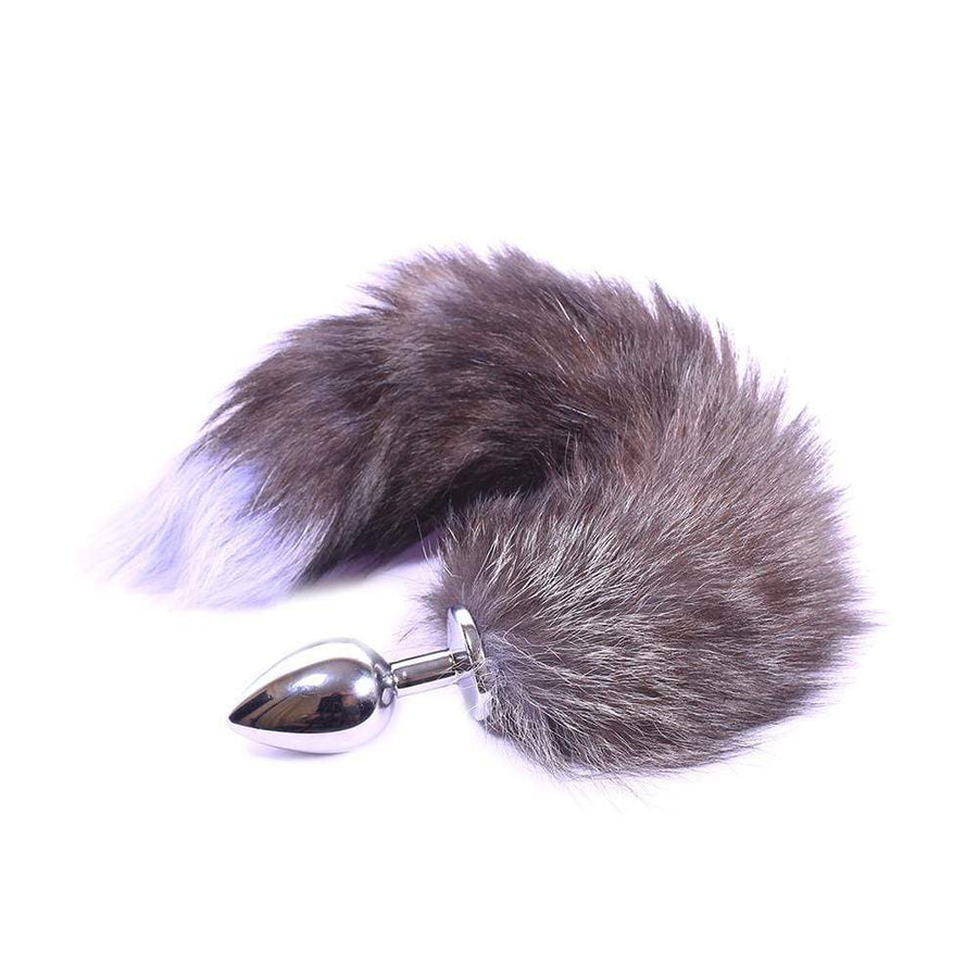 Grey Fox Tail With Plug Shaped Metal Tip, 3 Sizes Loveplugs Anal Plug Product Available For Purchase Image 43