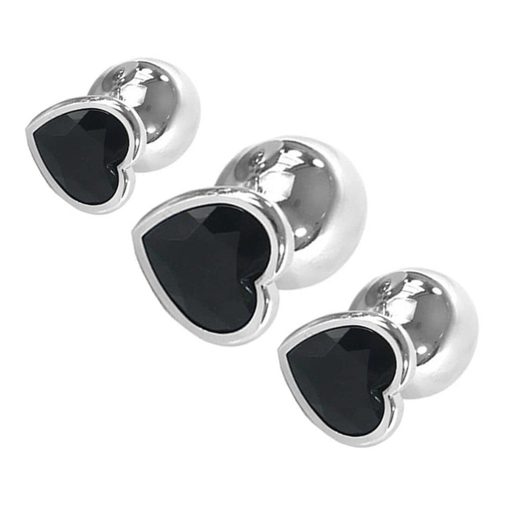 Pretty Princess's Black Heart Set (3 Piece) Loveplugs Anal Plug Product Available For Purchase Image 2