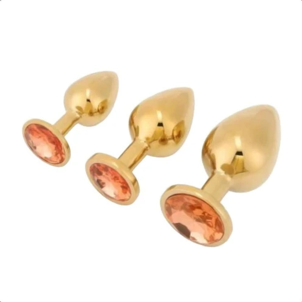 Gold Sex Toy Anal Kit (3 Piece) Loveplugs Anal Plug Product Available For Purchase Image 3