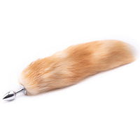 Orange Metal Fox Tail Anal Butt Plug 16"