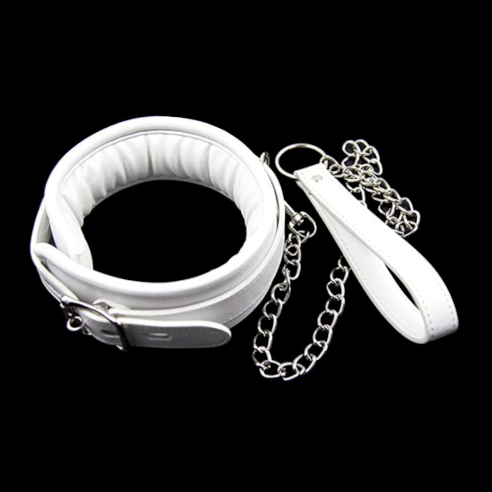 White Leather Collar With Leash Loveplugs Anal Plug Product Available For Purchase Image 3