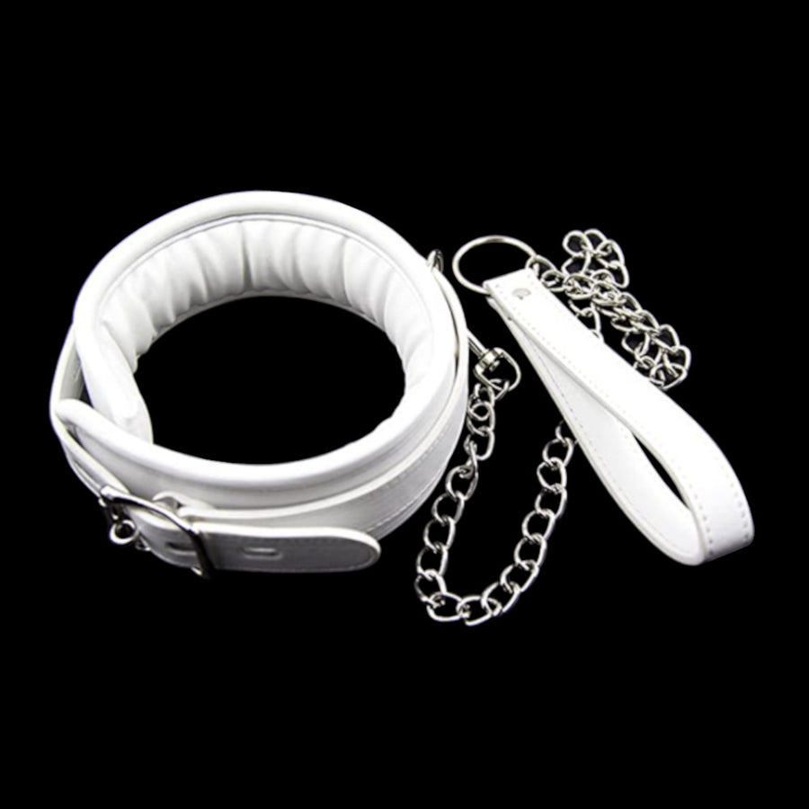 White Leather Collar With Leash Loveplugs Anal Plug Product Available For Purchase Image 42