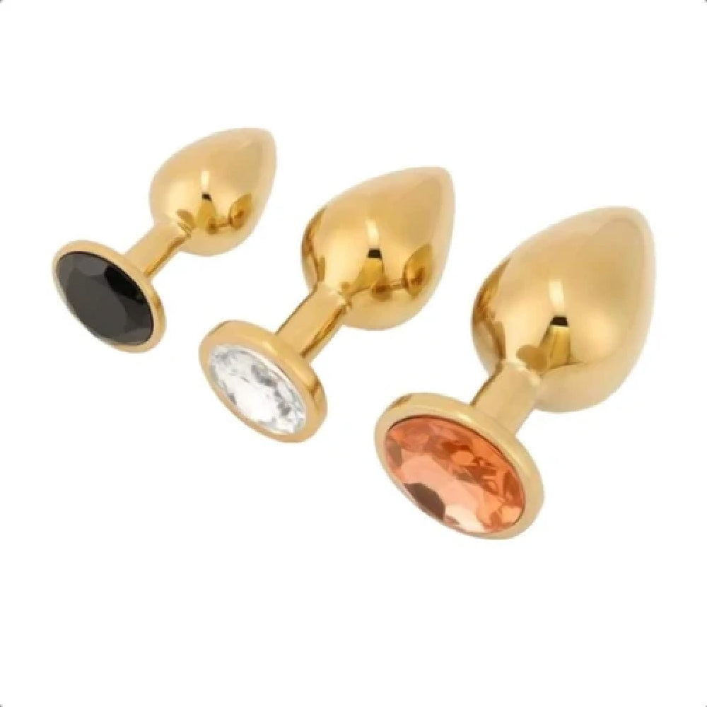 Gold Sex Toy Anal Kit (3 Piece) Loveplugs Anal Plug Product Available For Purchase Image 1