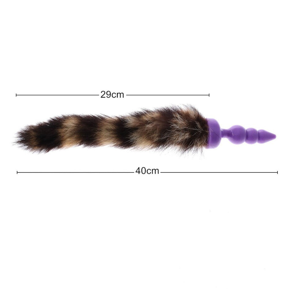 Silicone Raccoon Tail Butt Plug, 12"