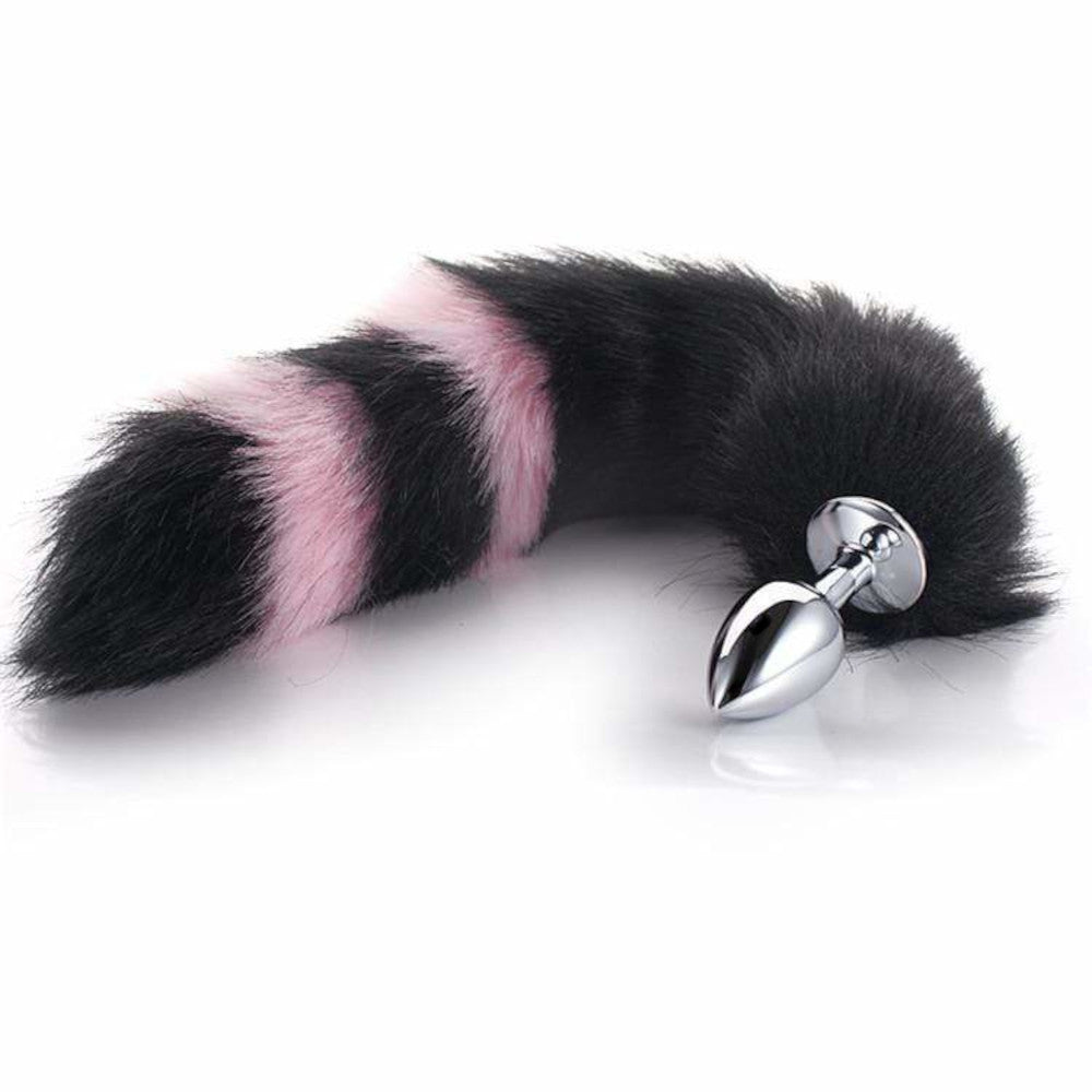 Black with Pink Fox Metal Tail, 14" Loveplugs Anal Plug Product Available For Purchase Image 1
