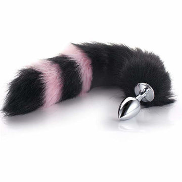 Black with Pink Fox Metal Tail, 14"