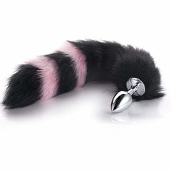 The stainless steel plug has a long black and pink tail with fur that feels soft like real, fox sex toys, her small tail, and pink