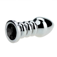 Ribbed Steel Jeweled Plug