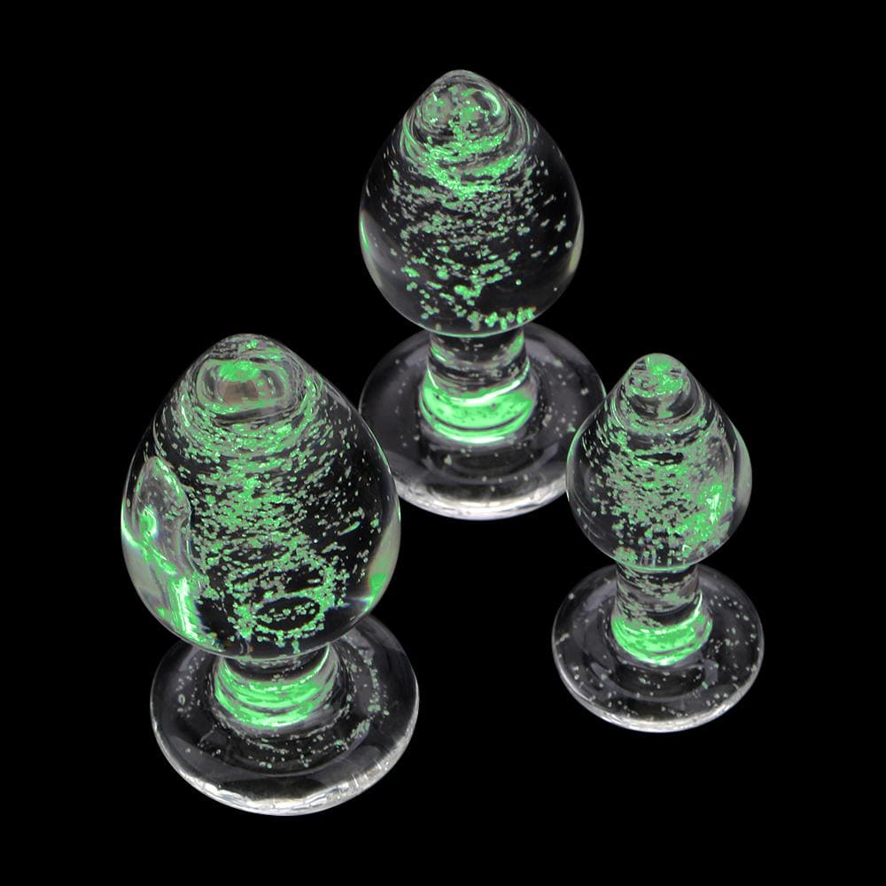 Glow in the Dark Huge Glass Set (3 Piece) Loveplugs Anal Plug Product Available For Purchase Image 2