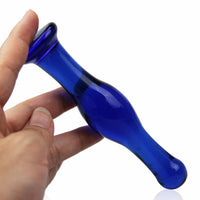 Blue Large Glass Plug Dildo