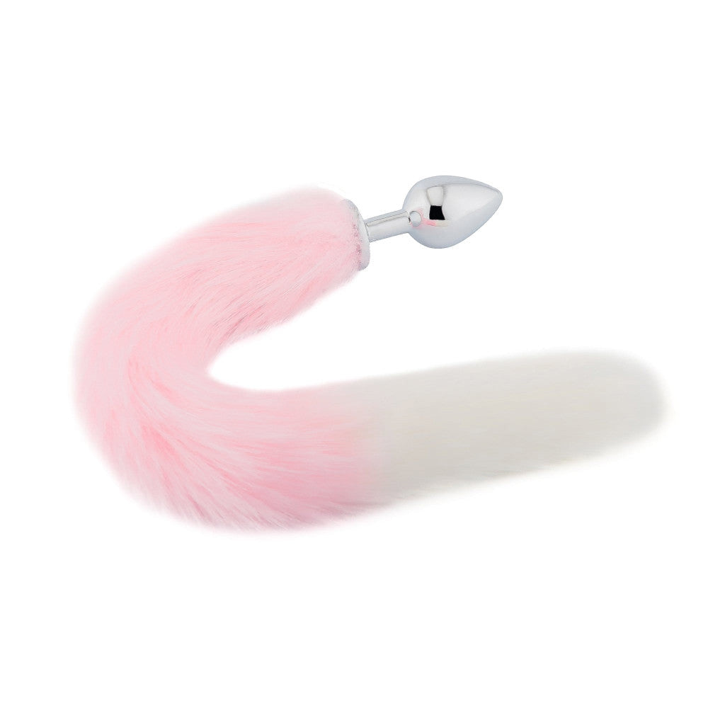 Pink with White Fox Metal Tail, 18" Loveplugs Anal Plug Product Available For Purchase Image 1