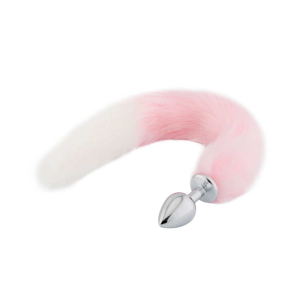 Pink with White Fox Metal Tail, 18" Loveplugs Anal Plug Product Available For Purchase Image 2