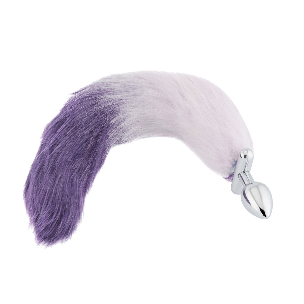 Purple & White Fox Shapeable Metal Tail, 18" Loveplugs Anal Plug Product Available For Purchase Image 2