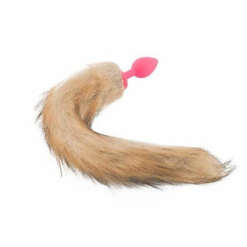 Brown & Pink Fox Silicone Tail Plug, 18"