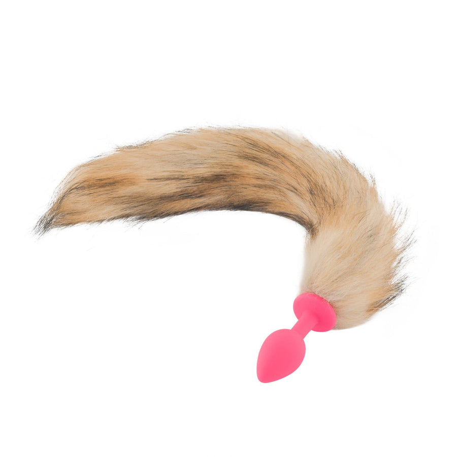 Brown & Pink Fox Silicone Tail, 18"