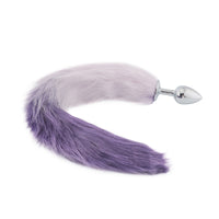 Purple/White Gradient Fox Tail With Plug-Shaped Metal Tip