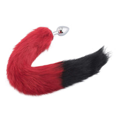 18" Red with Black Tip Fox Tail