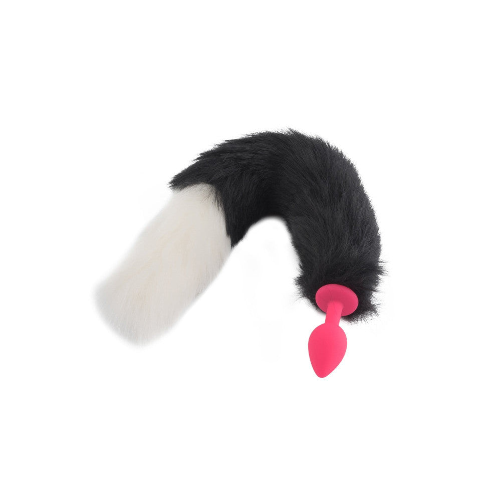 Black & White Silicone Wolf Tail 16" Loveplugs Anal Plug Product Available For Purchase Image 2