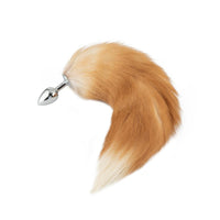 Orange Metal Fox Tail Anal Butt Plug 16"