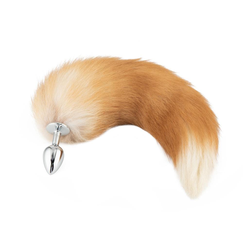 Orange Metal Fox Tail Anal Butt Plug 16"