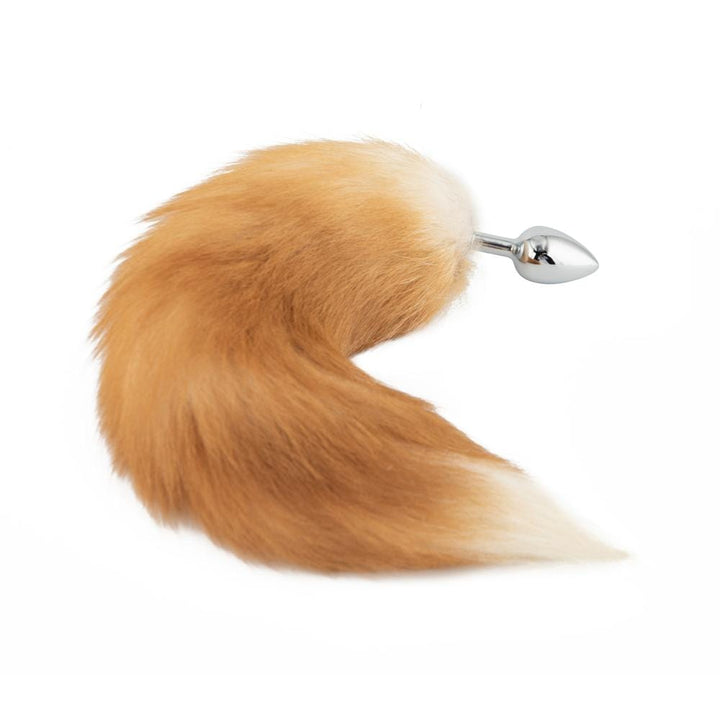The red, stainless toy feels amazing inside, and the fluffy brown tail adds that extra touch. The fox tail toy is large and makes her feel sexy.