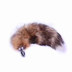 The light touch of the fox butt, tail against your skin brings out your wild side. Its soft, brown faux fur adds a unique allure.