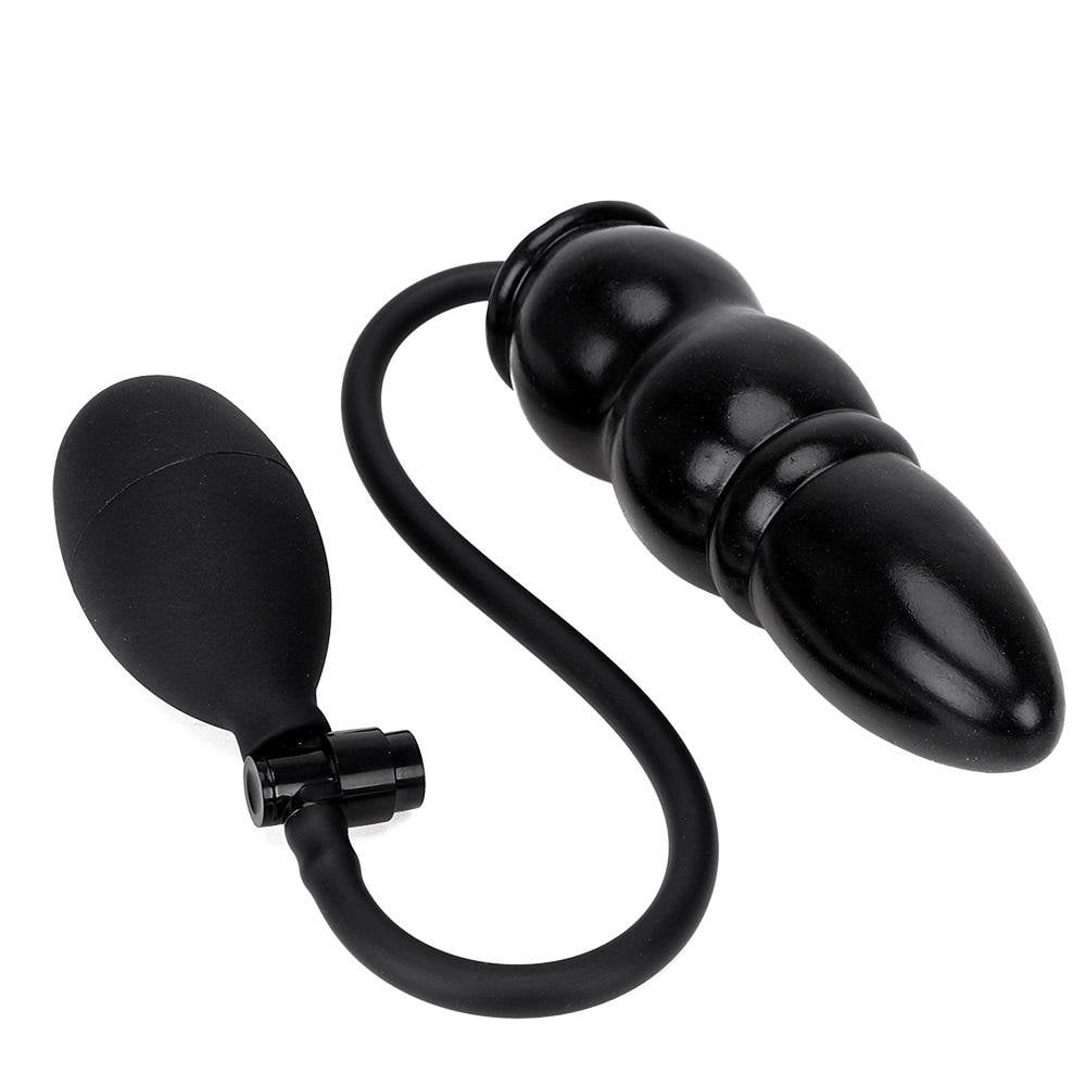 5.5" Black Beaded Silicone Inflatable Loveplugs Anal Plug Product Available For Purchase Image 1