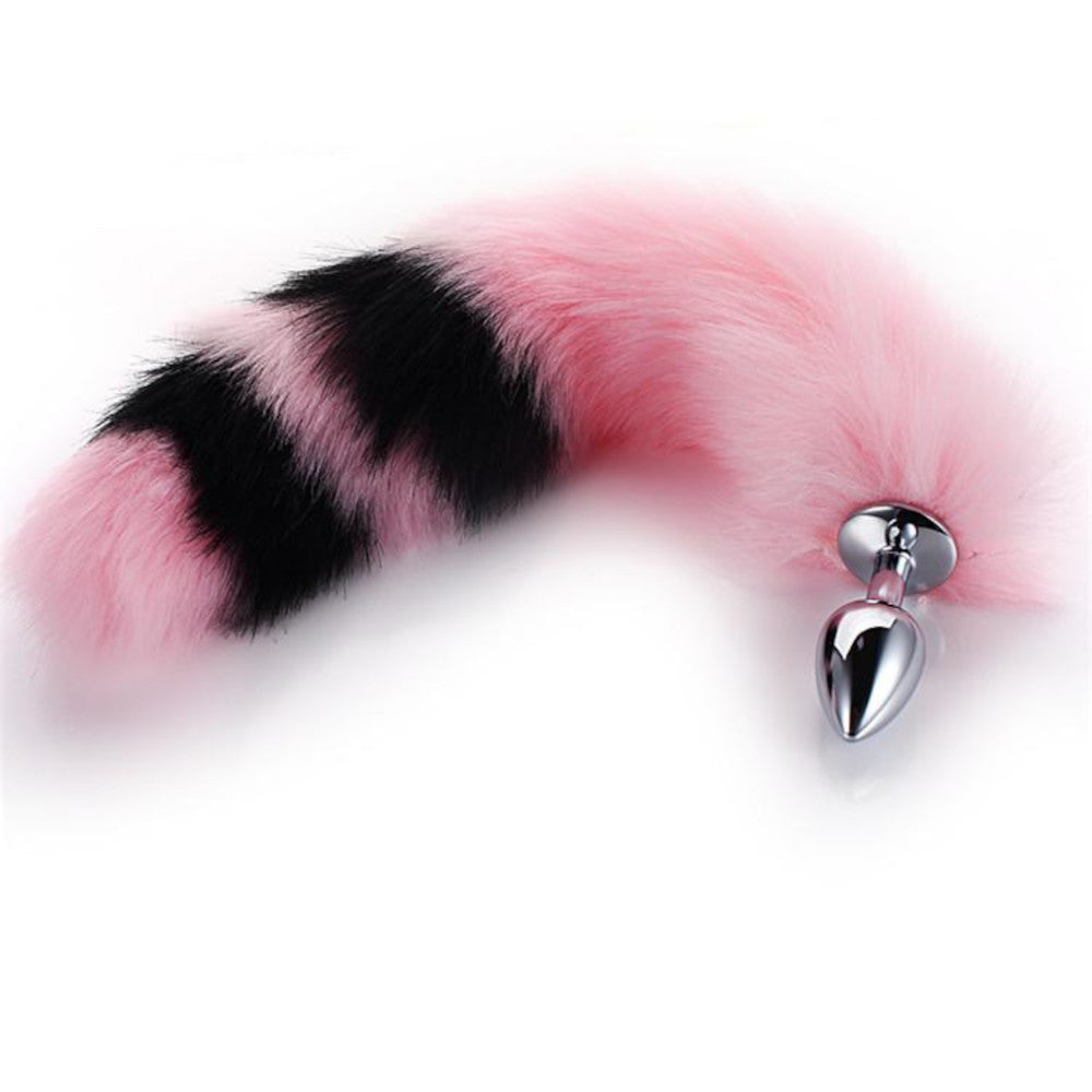 Pink with Black Fox Metal Tail Plug, 14" Loveplugs Anal Plug Product Available For Purchase Image 2