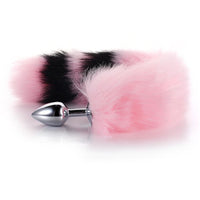 Pink with Black Fox Metal Tail Plug, 14"