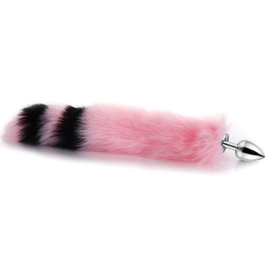Pink with Black Fox Metal Tail Plug, 14"