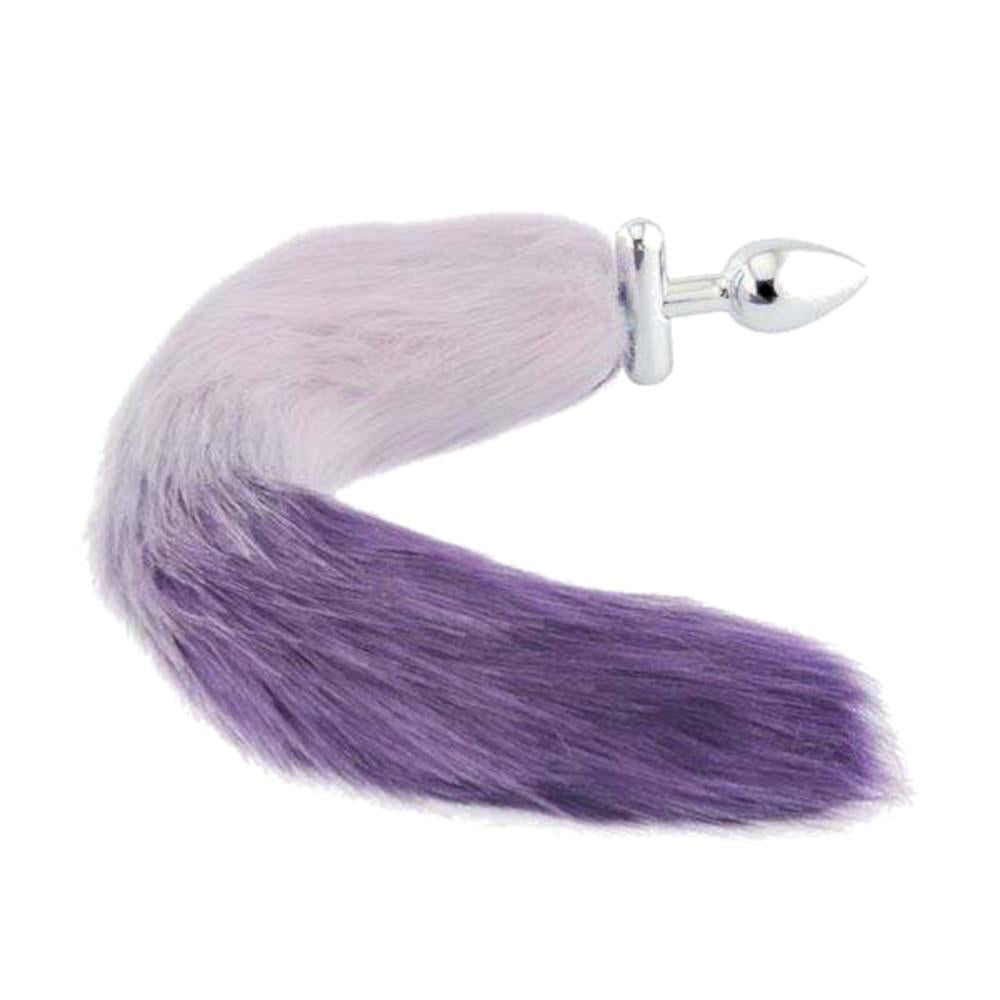 Purple & White Fox Shapeable Metal Tail, 18" Loveplugs Anal Plug Product Available For Purchase Image 1