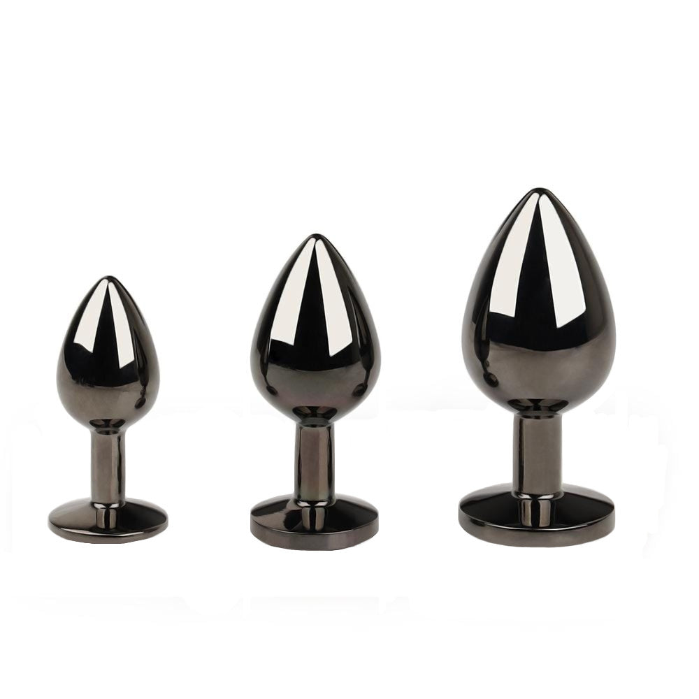 Gunmetal Jeweled Plugs (3 Piece) Loveplugs Anal Plug Product Available For Purchase Image 5