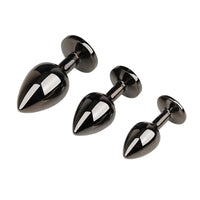 Gunmetal Jeweled Princess Plugs (3 Piece)