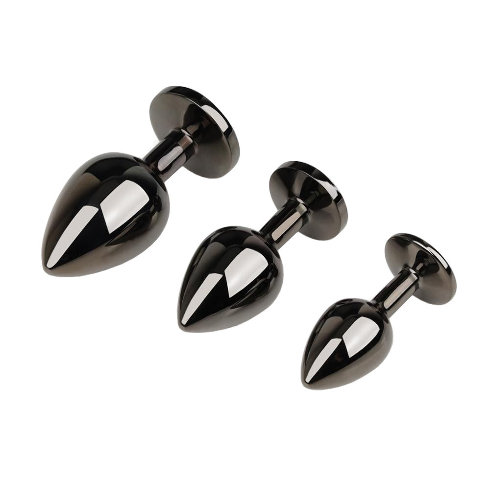 Gunmetal Jeweled Plugs (3 Piece) Loveplugs Anal Plug Product Available For Purchase Image 6