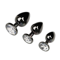 Gunmetal Jeweled Princess Plugs (3 Piece)