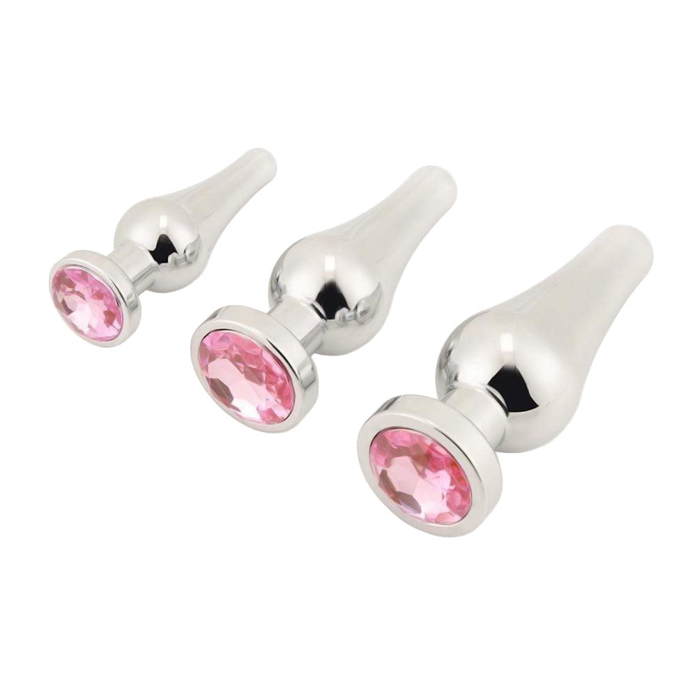Tapered Steel Jeweled Kit (3 Piece) Loveplugs Anal Plug Product Available For Purchase Image 3