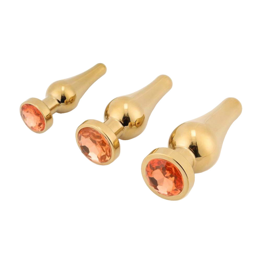 Tapered Gold Jeweled Plug 3 Piece Set