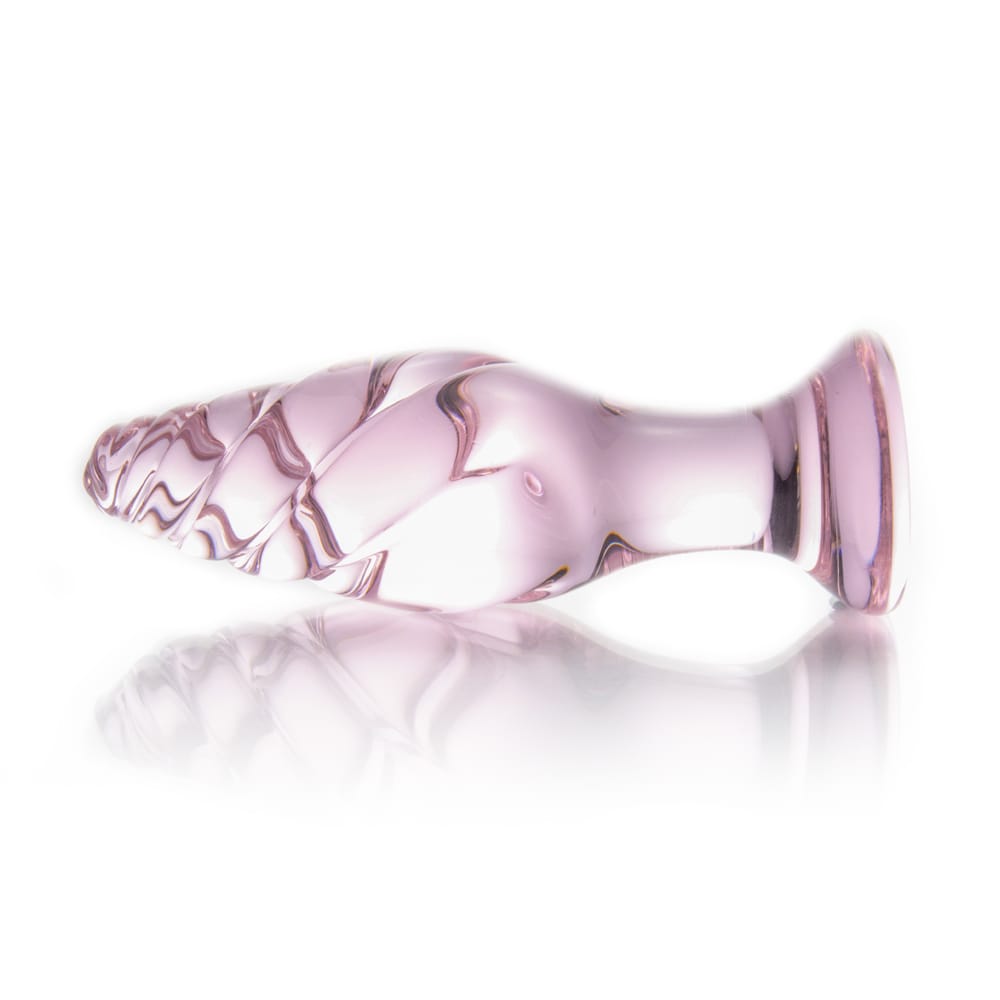 Twisted Pink Glass Anal Dildo