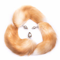 Orange Metal Fox Tail Anal Butt Plug 16"