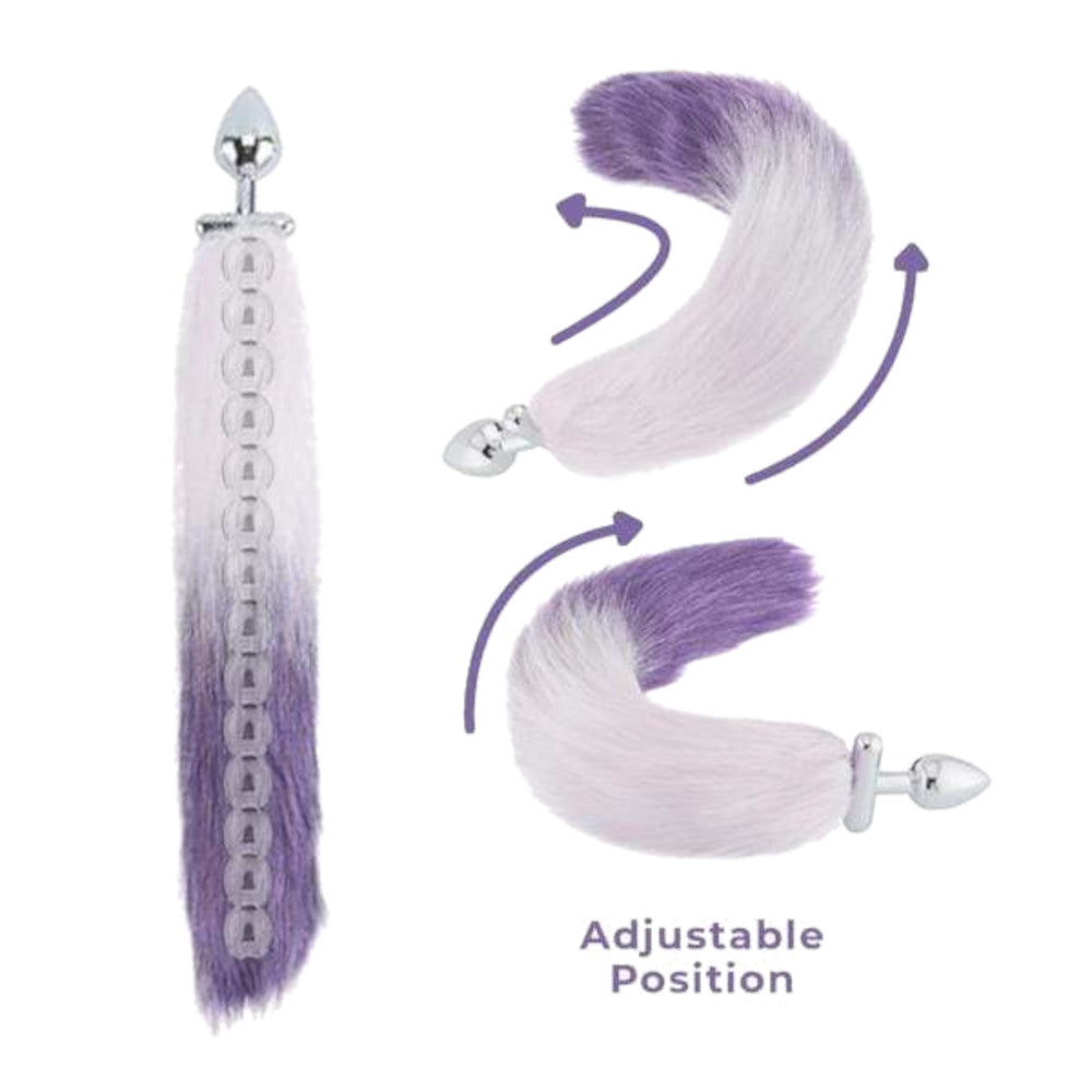 Purple & White Fox Shapeable Metal Tail, 18" Loveplugs Anal Plug Product Available For Purchase Image 3