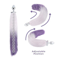 Purple & White Fox Shapeable Metal Tail, 18" Loveplugs Anal Plug Product Available For Purchase Image 22