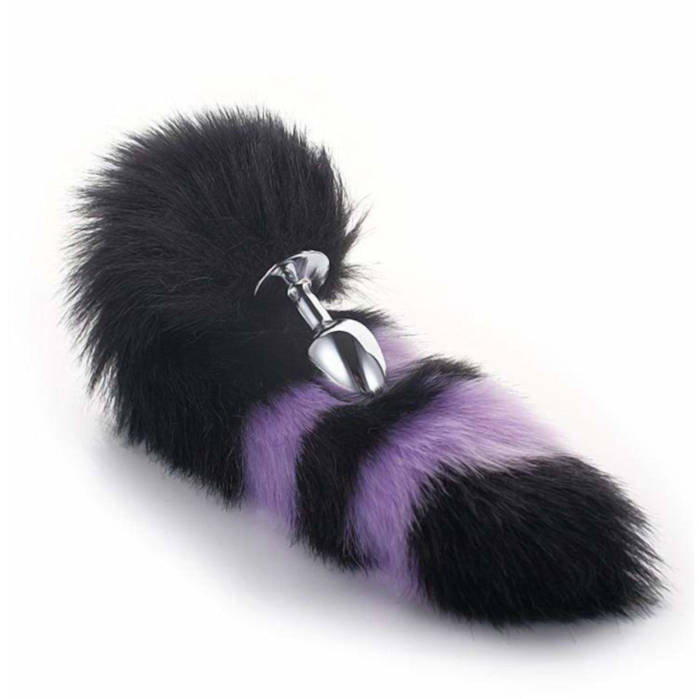 Black With Purple Fox Metal Tail Plug, 14" Loveplugs Anal Plug Product Available For Purchase Image 3